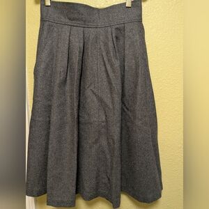 Vintage 1980s 100% Wool Grey Pleated Skirt Made in Italy